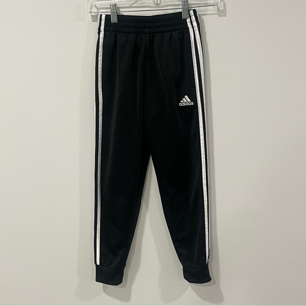 adidas Black Jogger Sweatpants with White Side Stripes